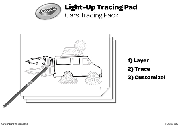 Cars tracing pack coloring page