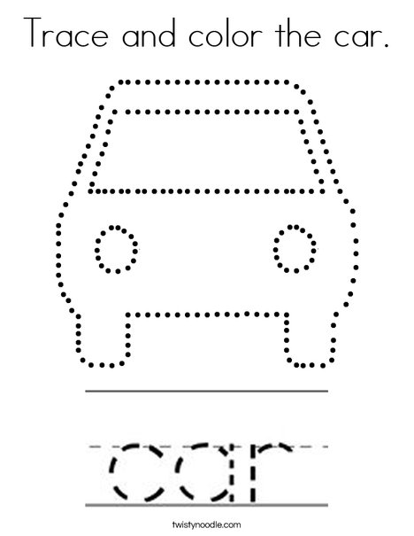 Trace and color the car coloring page