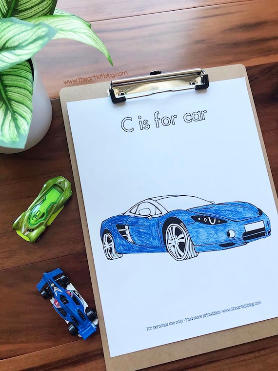 Car coloring pages printable car coloring book for kids and adults scissor skills cut and paste trace letters and words facts