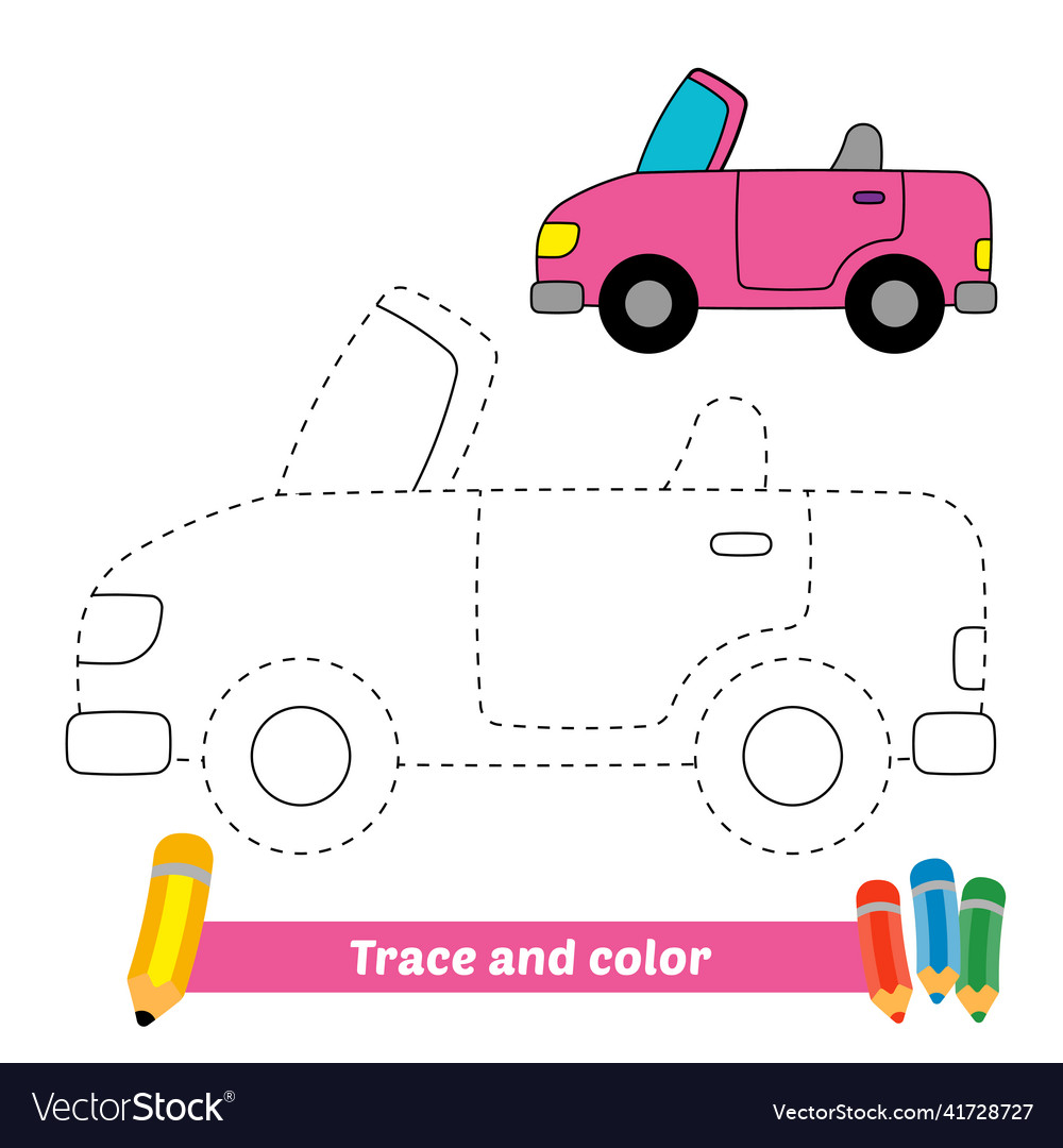 Trace and color for kids car royalty free vector image