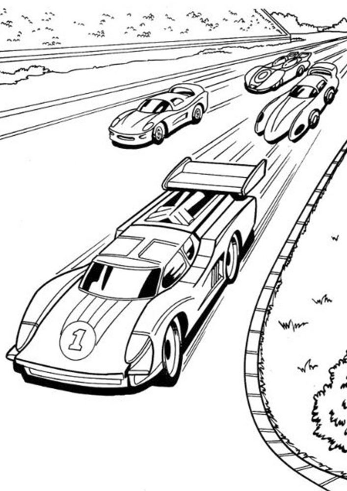 Free easy to print race car coloring pages