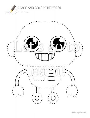 Robots trace and color worksheets coloring pages tracing practice prewriting