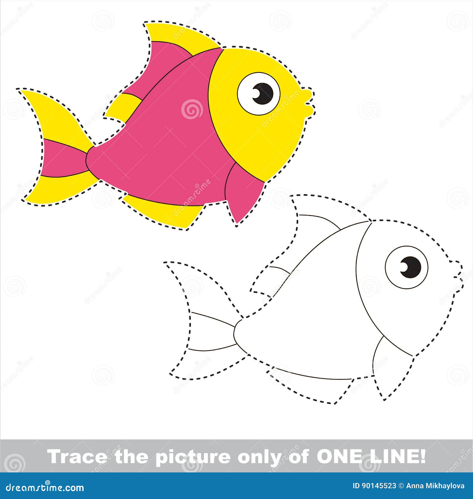 Page to be traced kid tracing educational game stock vector