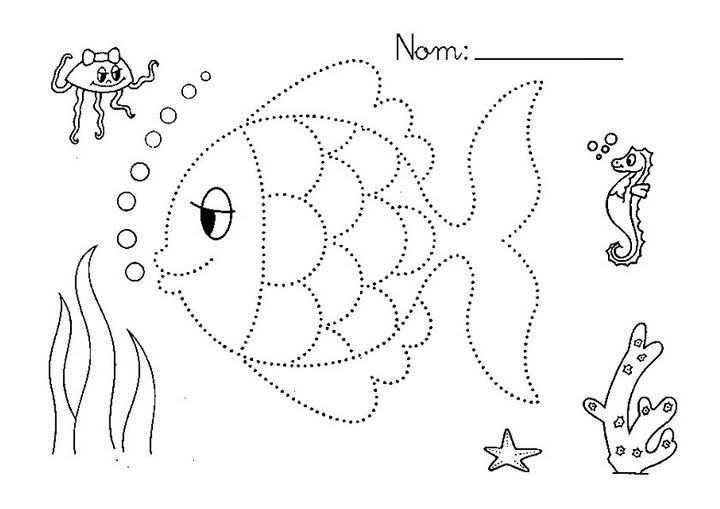 Free printablefish trace worksheet crafts and worksheets for preschooltoddler and kindergarten preschool worksheets preschool worksheets