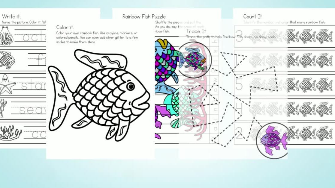 Rainbow fish book printables homeschool preschool