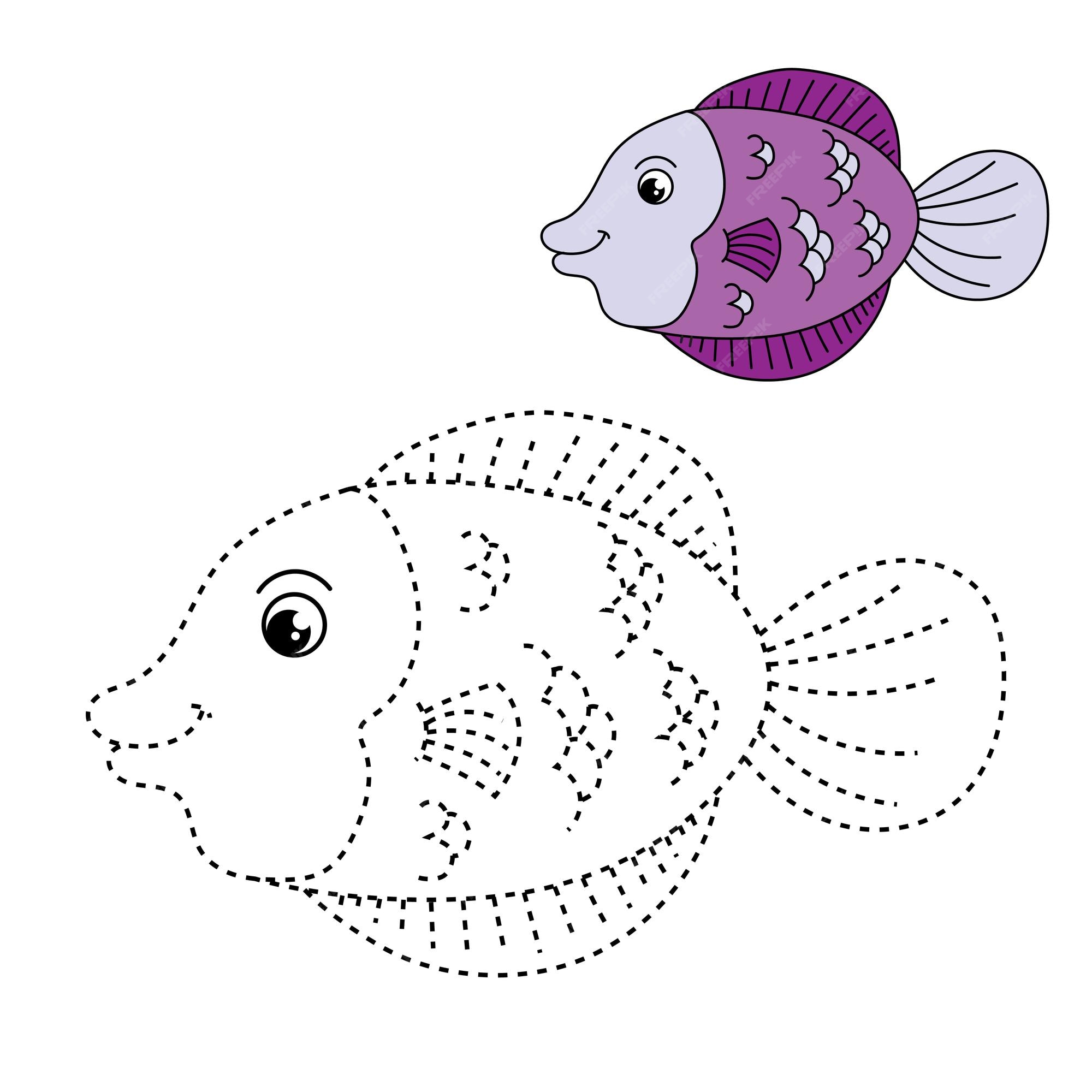 Premium vector trace and color for kids fish vector