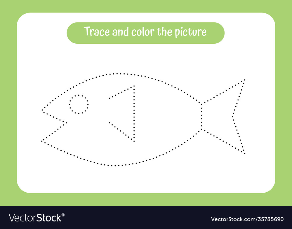 Fish trace and color picture educational vector image