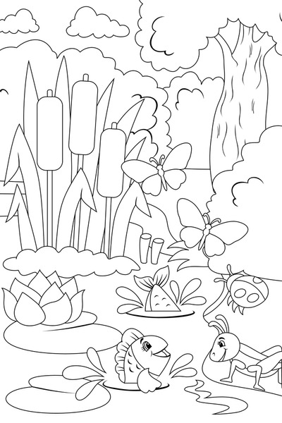 Thousand colouring sheet fish royalty