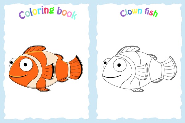 Hundred clown fish coloring page royalty