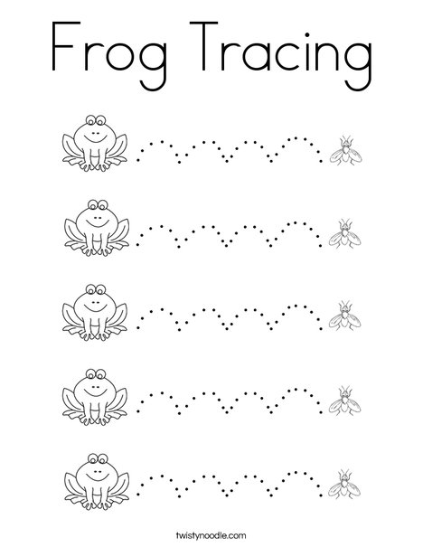 Frog tracing coloring page