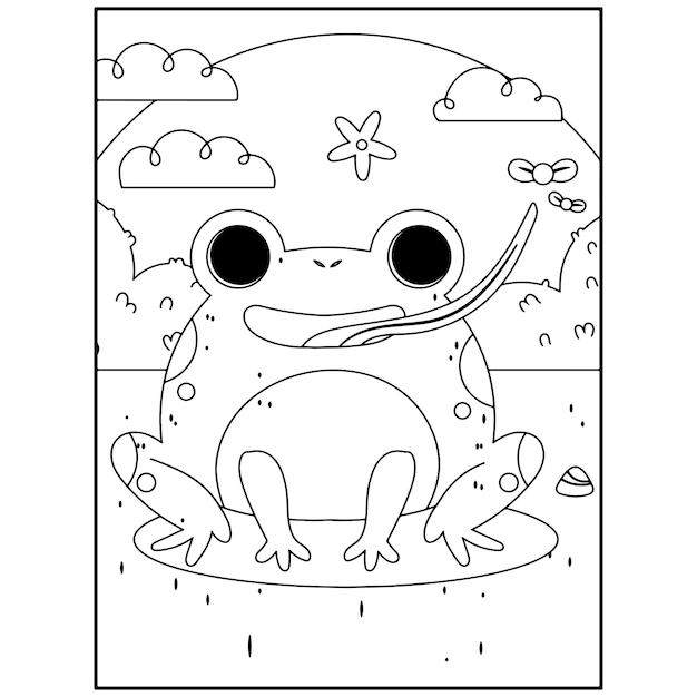 Premium vector frog coloring pages for kids