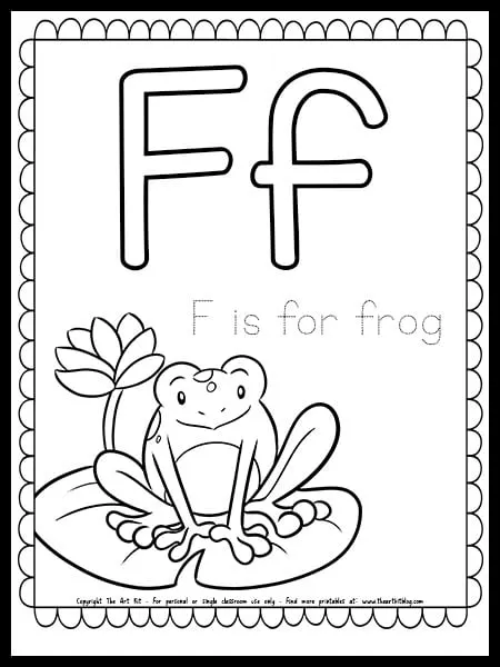 Letter f is for frog free spring coloring page â the art kit