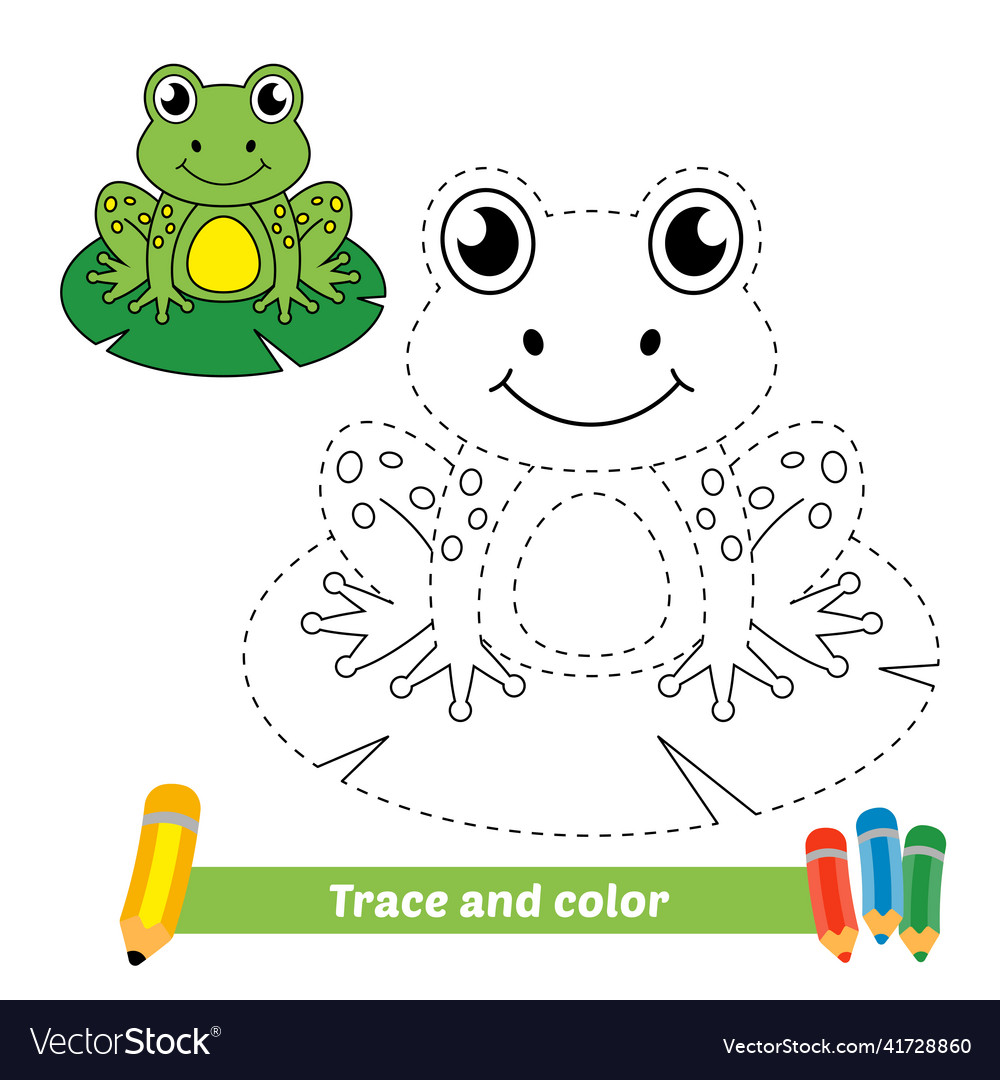 Trace and color for kids frog royalty free vector image