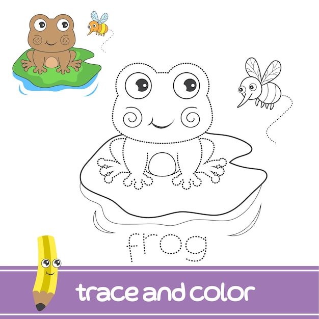 Premium vector trace and color frog