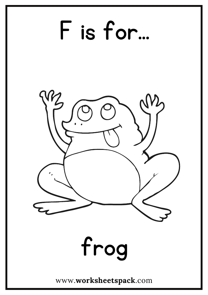 F is for frog coloring page free frog flashcard for kindergarten