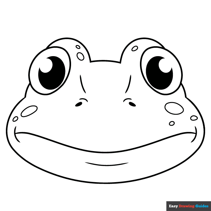 Frog face coloring page easy drawing guides