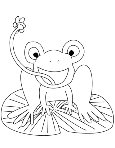 Frog on lily pad catching fly coloring page free printable coloring pages