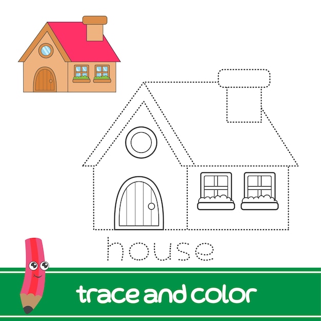 Premium vector trace and color house