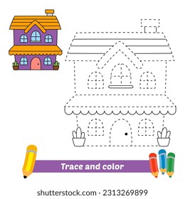 Trace color kids house vector stock vector royalty free