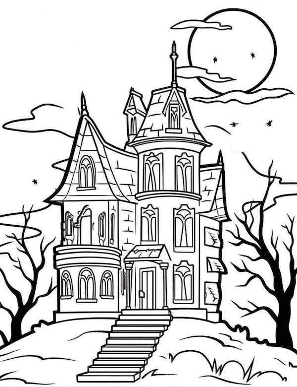 Creative haunted house coloring pages