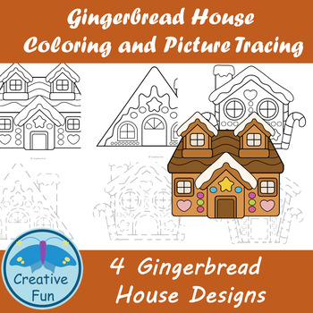 Gingerbread house coloring and tracing pictures by creative fun tpt