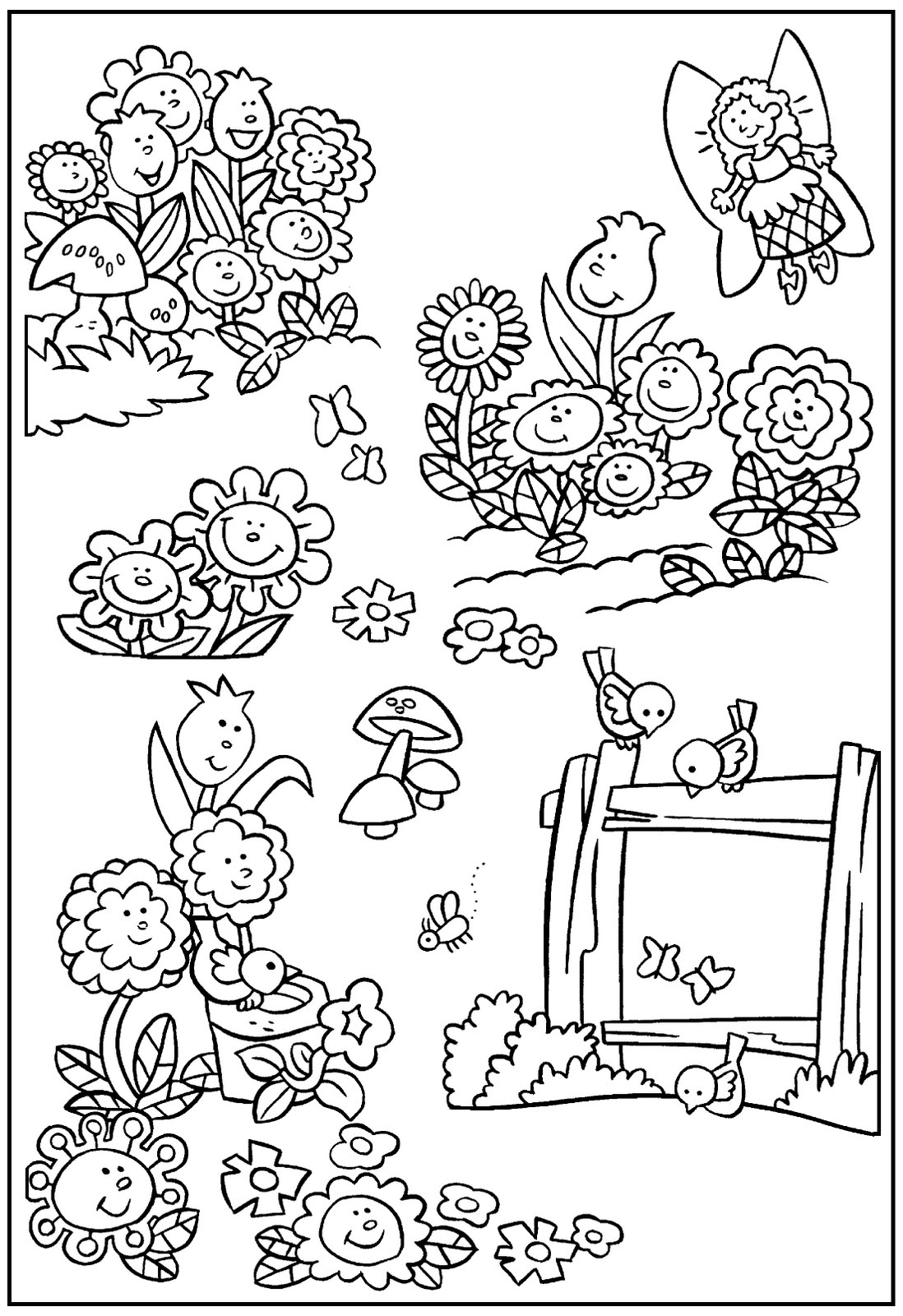 My little house anna and the flower garden coloring pages