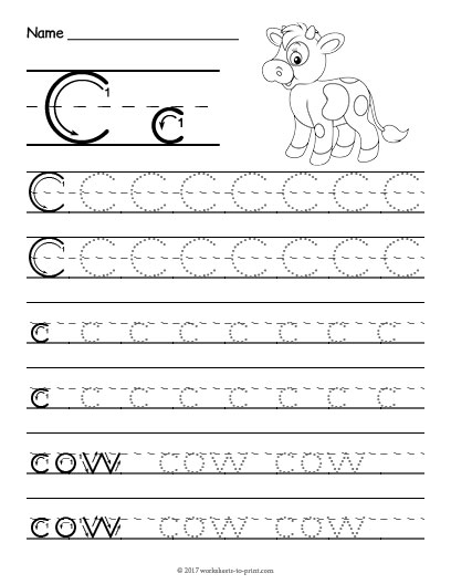 Tracing letter c worksheet