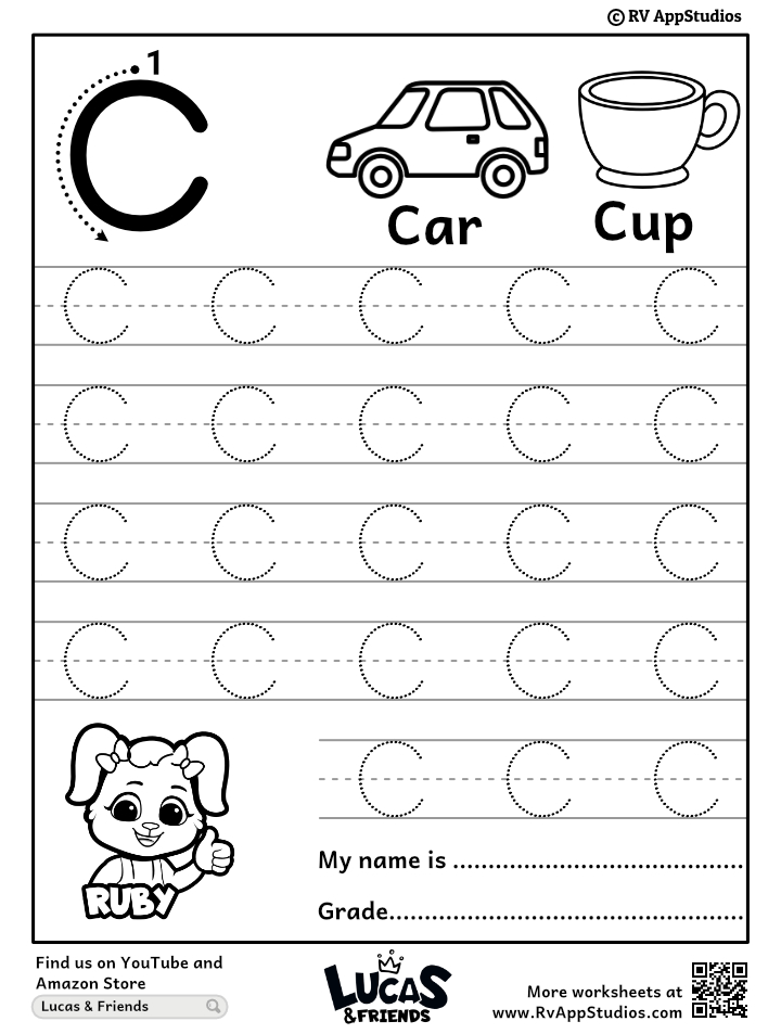 Capital letter c tracing worksheet trace uppercase letter c