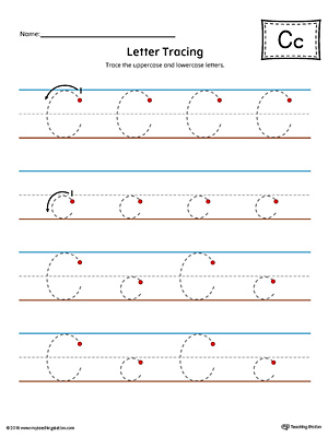 Letter c tracing printable worksheet color