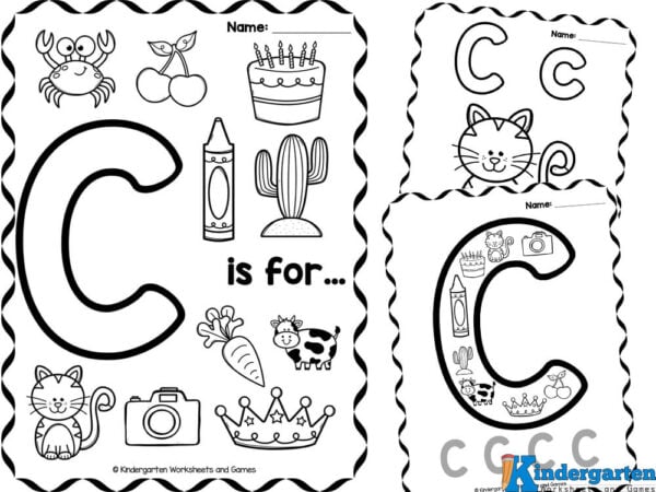 Free printable letter c coloring sheet pages for kids