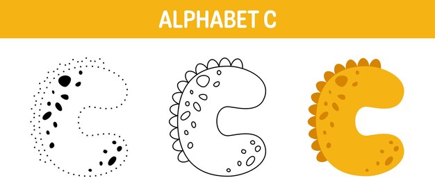 Premium vector alphabet c tracing and coloring worksheet for kids