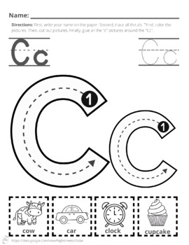 Letter c tracing worksheet by high street scholar boutique tpt