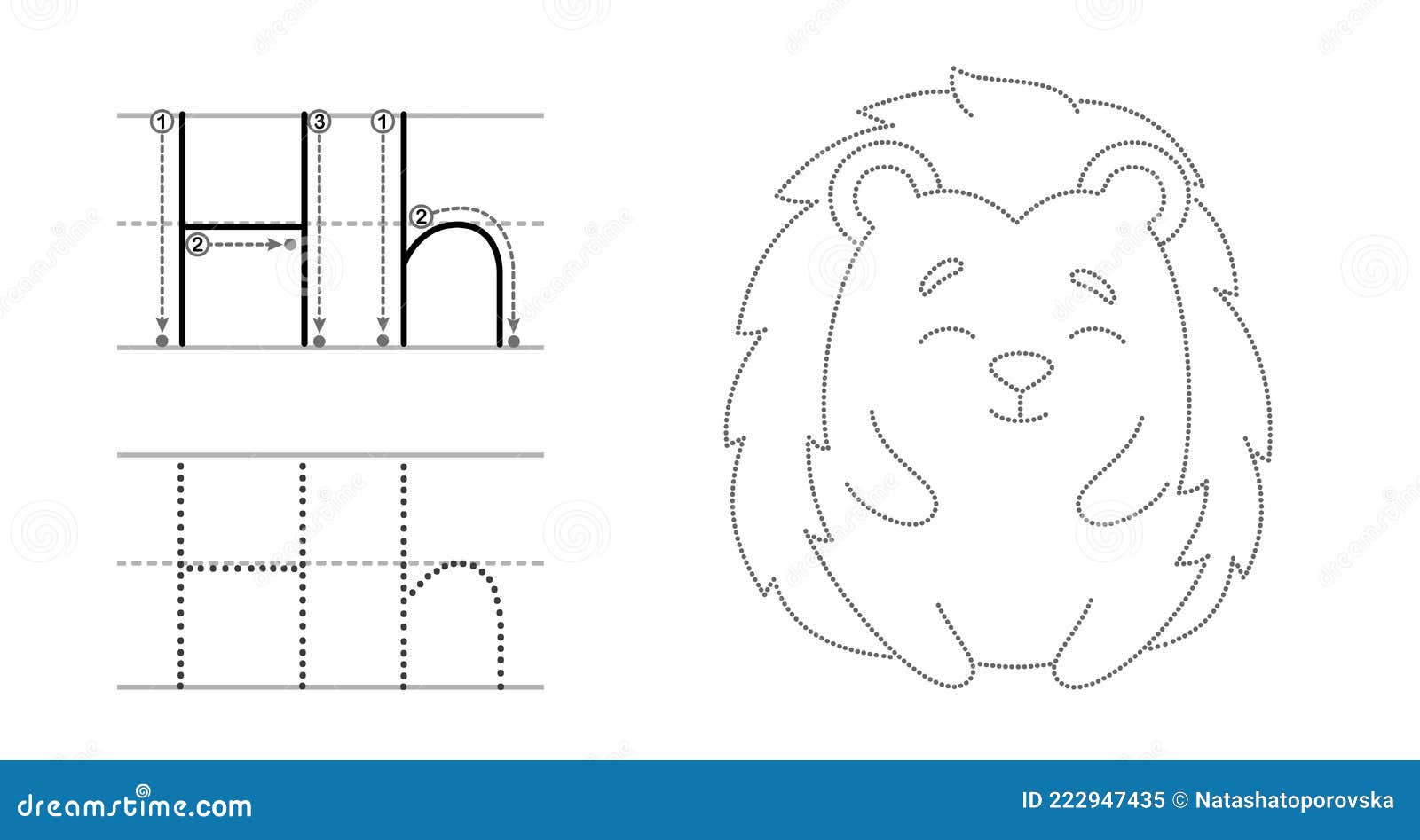 Trace the letter and picture and color it educational children tracing game coloring alphabet stock vector