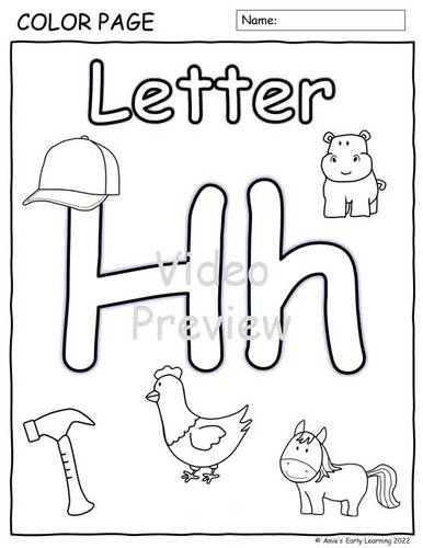 Alphabet letter h tracing writing recognition worksheets printable or centers