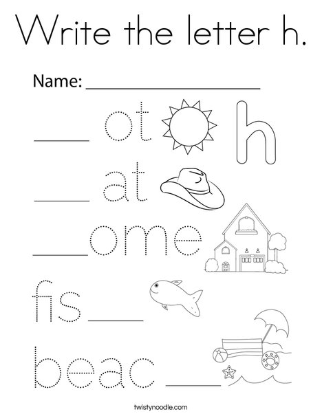 Write the letter h coloring page