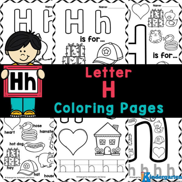 Free printable letter h coloring sheet pages for kids