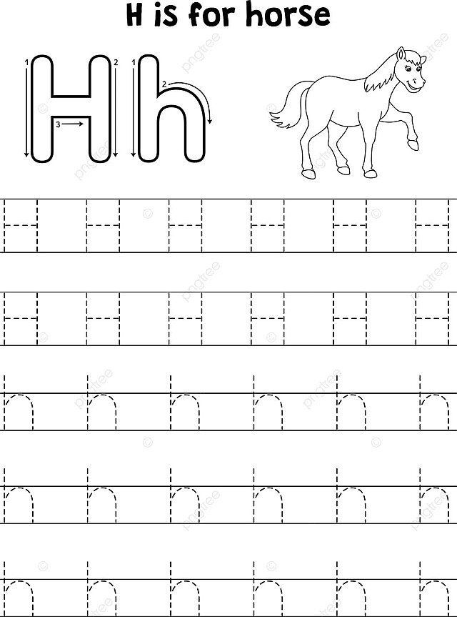Coloring page of a walking horse with tracing letters abc for kids vector educational colouring book mammal png and vector with transparent background for free download