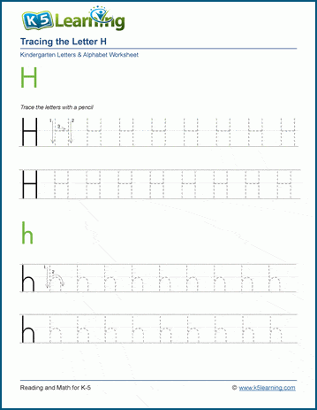 Tracing the letter h h k learning