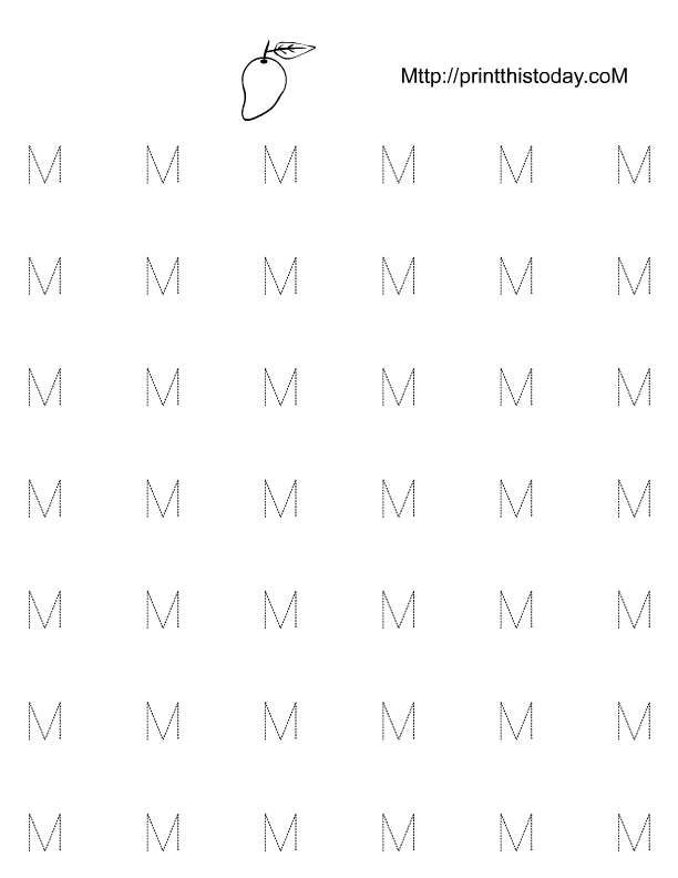 Free printable alphabet m tracing worksheets