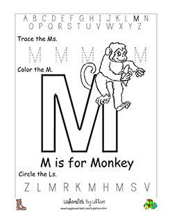 Letter m alphabet worksheets