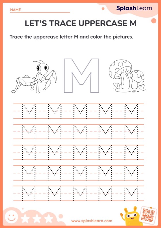 Letter m tracing worksheets for kids online