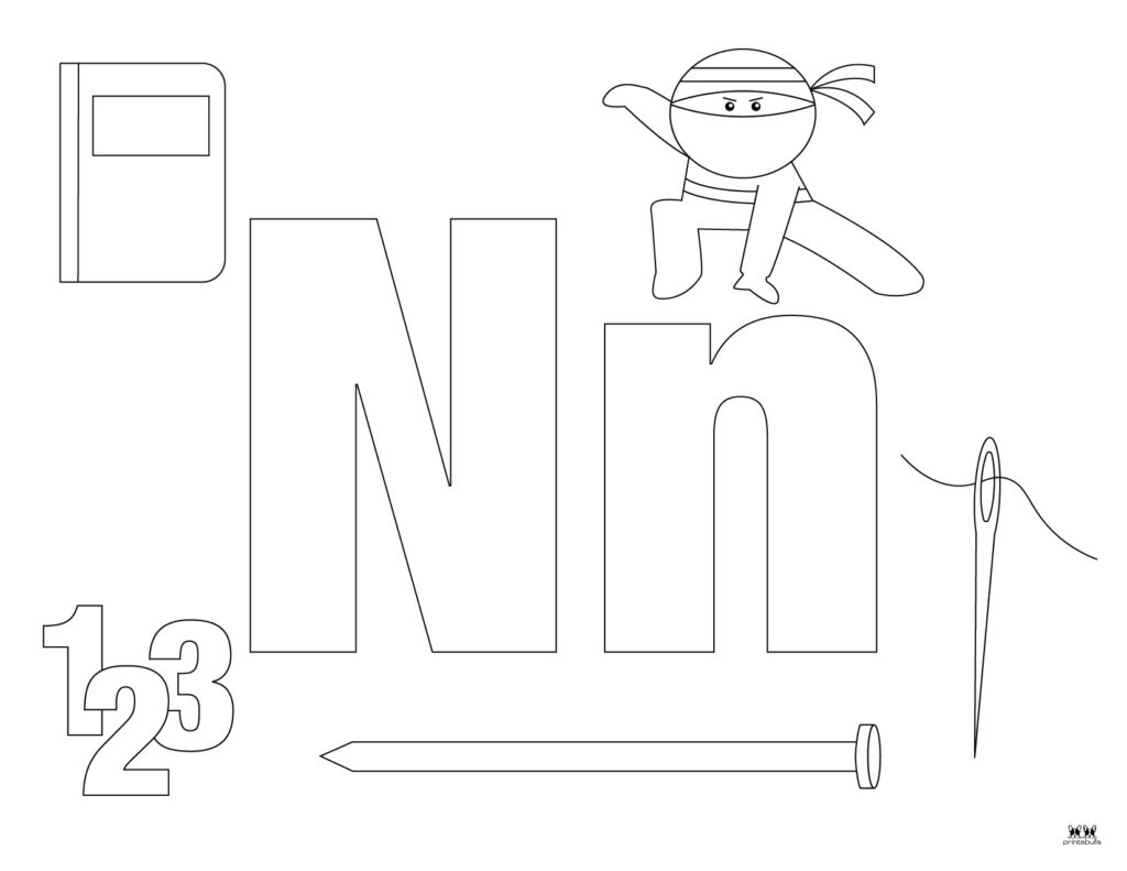 Letter n coloring pages