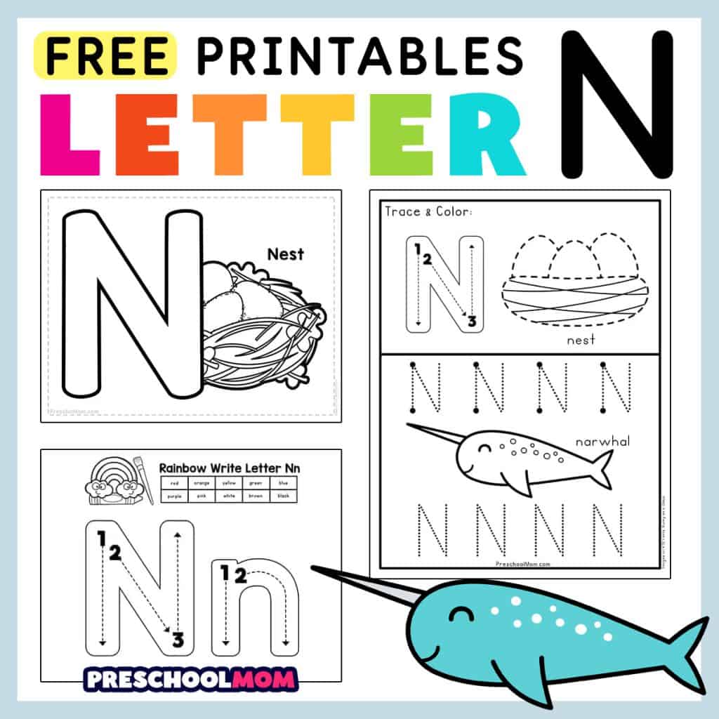 Letter n preschool printables