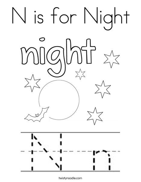 N is for night coloring page preschool coloring pages letter n activities letter n crafts