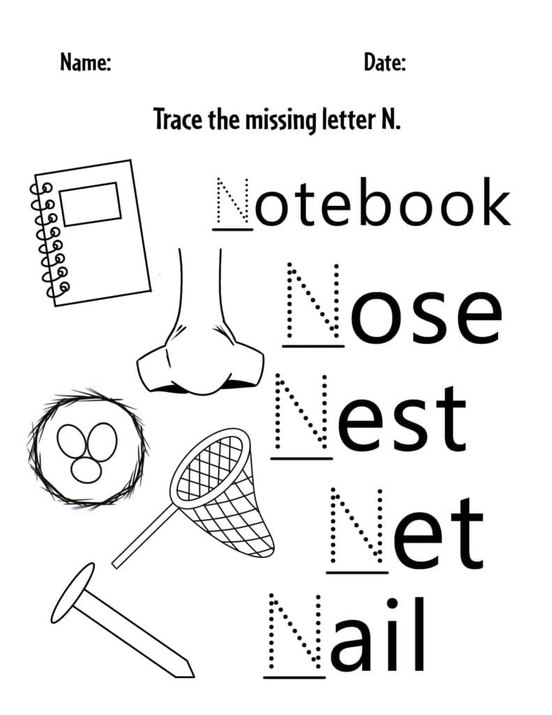 Free letter n worksheets for preschool â the hollydog blog