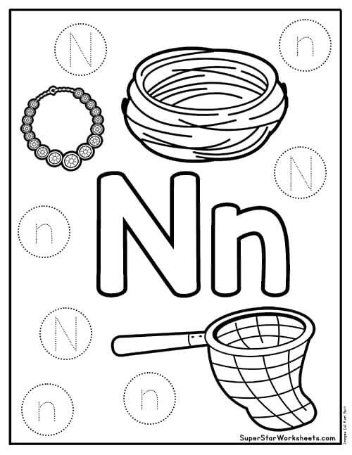 Letter n worksheet