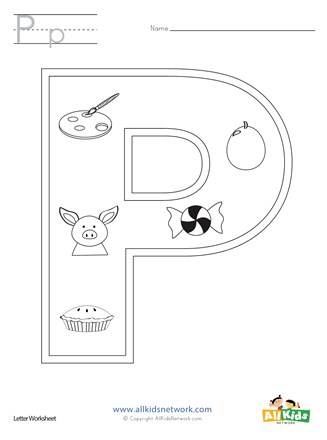 Letter p coloring page all kids network