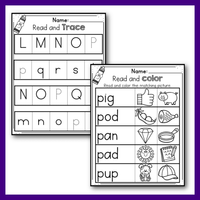 Free printable letter p alphabet worksheets for kids