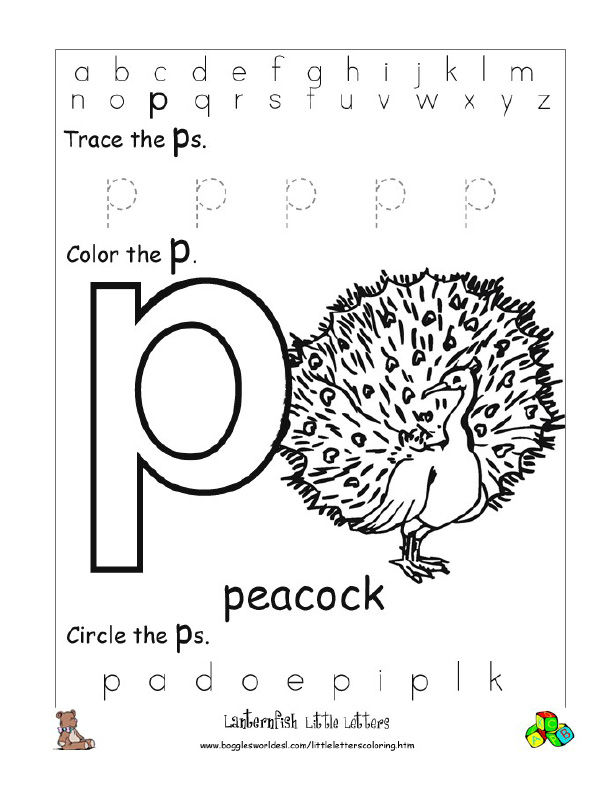 Letter p alphabet worksheets