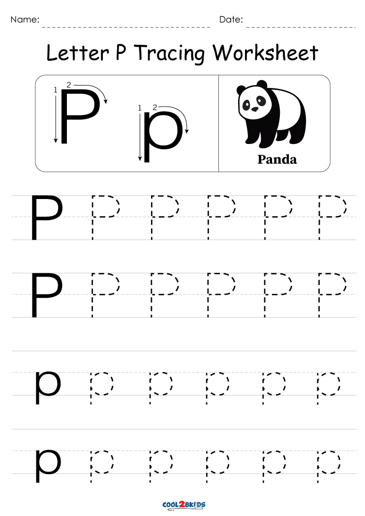 Free printable letter p tracing worksheets